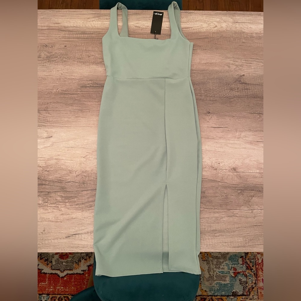 Nastygal Square neck midi dress in sage